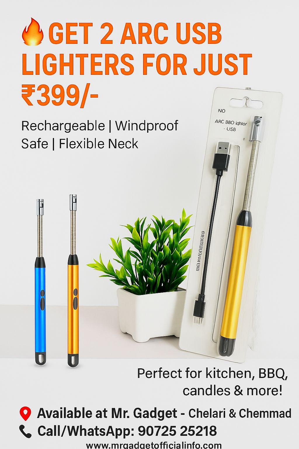 ⚡ ARC USB Rechargeable Lighter – Windproof & Flameless